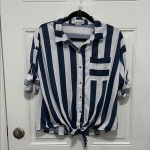 Eden & Olivia Navy and White Striped Blouse